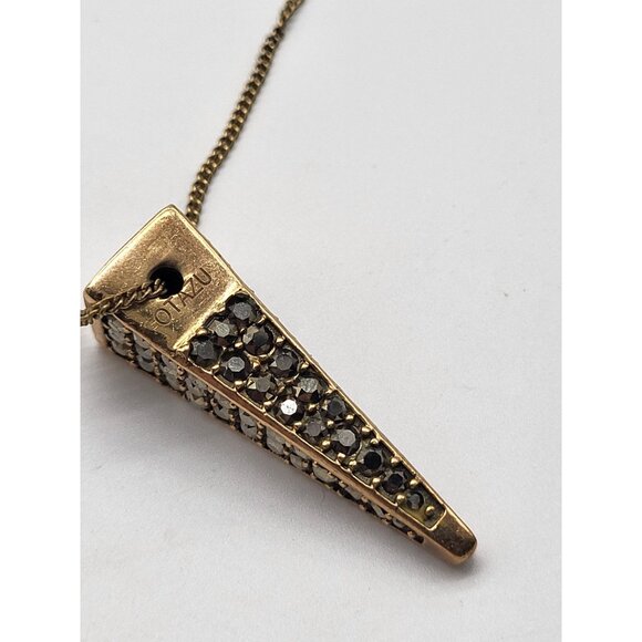 OTAZU Women's Gold Tone Rhinestone Pendant Necklace Dagger Pendulum Triangle - Picture 6 of 10